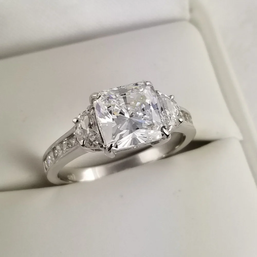 🦋 Real 925 Sterling Silver Princess Cut Ring, size 8 - Picture 3 of 7